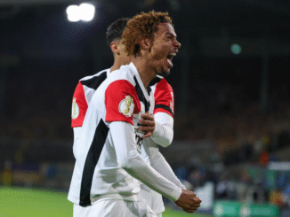 Ekitike celebrating Bundesliga goal