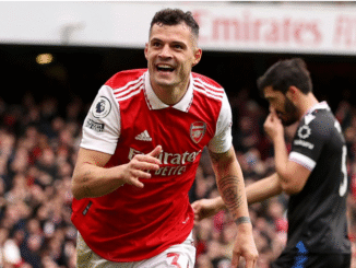 Granit Xhaka in action for Bayer Leverkusen