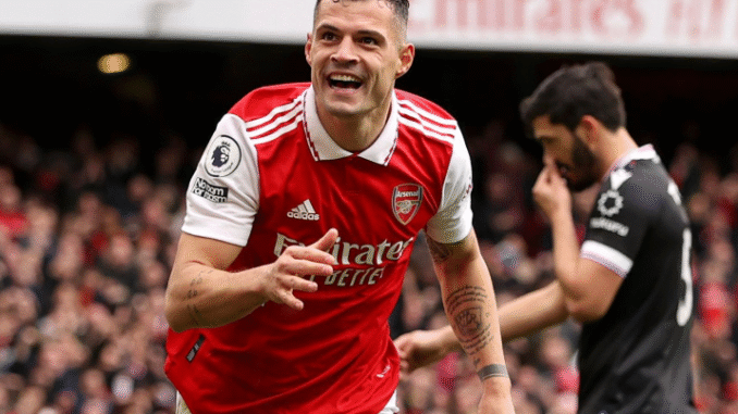 Granit Xhaka in action for Bayer Leverkusen