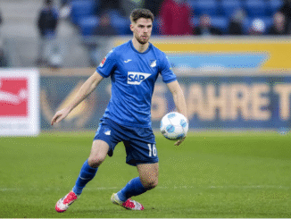 Leeds United target Anton Stach battles for possession during a Bundesliga match for Hoffenheim
